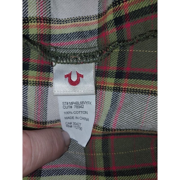 True Religion Western Button Up Plaid Pearl Snap Shirt Long Sleeve XXL - Picture 7 of 7